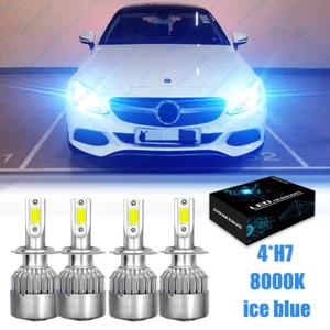 For Mercedes-Benz C250 C300 C350 Combo Blue LED Headlight Hi&Lo Beam 4 Bulbs Kit - Picture 1 of 13