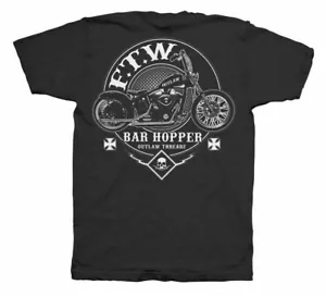 Outlaw Threadz Hopper Skull Motorcycle Biker Rider FTW For The Win T Shirt MT163 - Picture 1 of 3