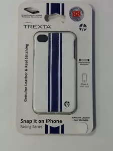 COVER IPHONE 4 TREXTA IN PELLE + PELLICOLA Racing Series 3BI on White NUOVA - Foto 1 di 1