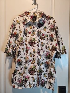 H&M SpongeBob Squarepants Graphic XXL Button Up Shirt Rat Fink Trippy Extreme - Picture 1 of 12
