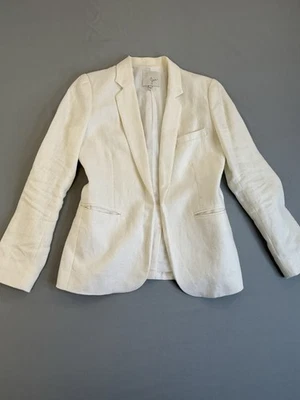Women's Joie Mehira Linen Crisp Blazer Jacket Ivory Size 2 Open Front MSRP $298 - Image 1 of 4