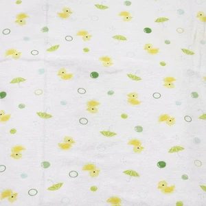 Old Navy Baby Blanket White Yellow Duck  Green Bubble Umbrella Cotton Swaddle - Picture 1 of 5