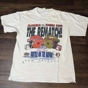 Vintage Florida Gators Shirt Mens Medium White NCAA Football Sugar Bowl 1997 90s - Picture 1 of 7
