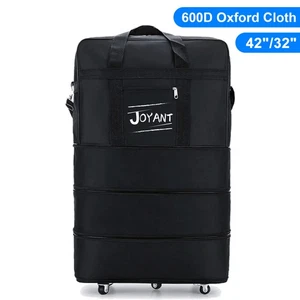 32"/42" Foldable Duffle Luggage Bag Expandable Men Travel Bag w/ Rolling Wheels - Picture 1 of 18
