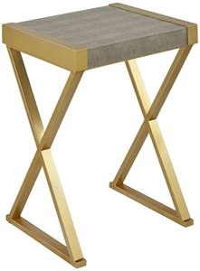 Sands Point Modern Rectangular Accent Table 16" x 14" Gold X-Frame Living Room - Picture 1 of 8