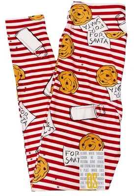 NOVA Leggings LuLaRoe Tamanho Único OS (2-10) Leite e Biscoitos Para Papai Noel Natal - Imagem 1 de 4