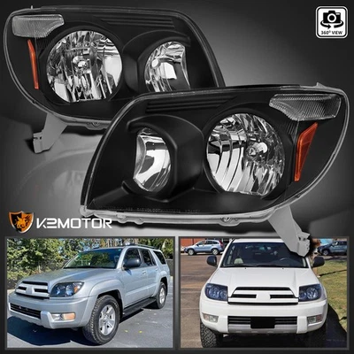Headlights Fits 2003-2005 Toyota 4Runner Black Lamps Replacement Pair 03 04 05 Foto 1 de 4