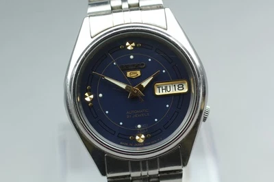 [Exc+5] Vintage Seiko 5 7S26-6000 Navy Dial Men's Automatic Watch From JAPAN - Image 1 of 4
