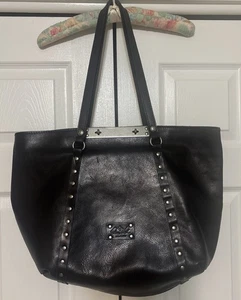 Patricia Nash Benvenuto Studded Black Grain Leather Large Carryall Tote Bag - Bild 1 von 20