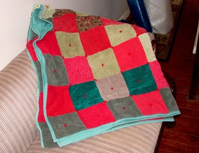 Старинный примитивный народное искусство бревенчатый домик хлопок ручной работы лоскутное одеяло 72 «x 57» - Изображение 1 из 2