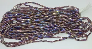 Transparent Purple Iris AB Rainbow Vintage Glass Twisted Bugle Beads Czech Hank - Picture 1 of 3