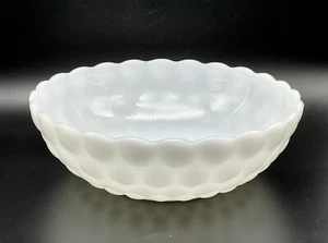 Vintage Anchor Hocking White Milk Glass BUBBLE Vegetable Fruit Serving Bowl - Picture 1 of 9