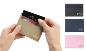 Monogrammed Leather Cardholder Wallet -Men & Women Gift - personalised name - Picture 1 of 11