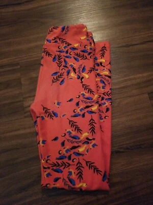 LULAROE LEGGINGS GIRLS SIZE L/XL ORANGE FLORAL PRINT  - Image 1 of 3