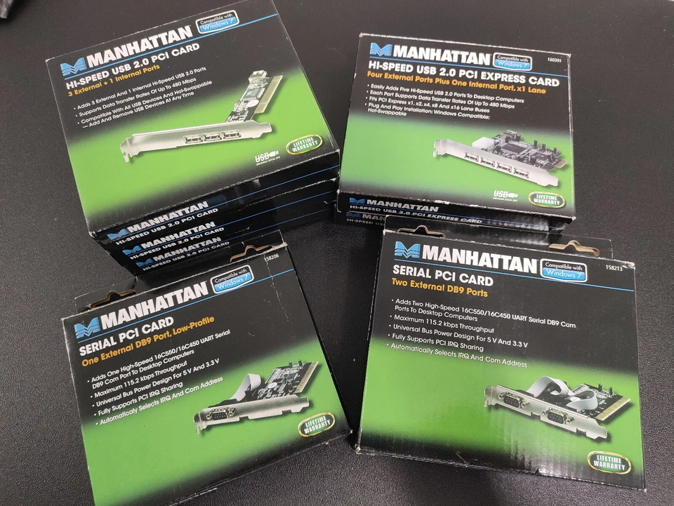 Scheda PCI/PCI-express 1x, seriale RS232 DB9 / USB 2.0, 1/2/4/5 porte Manhattan - Immagine 1 di 1