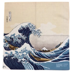 Japanese Furoshiki Wrapping Cloth Hokusai Ukiyoe Great Wave Mt. Fuji Kyoto - Picture 1 of 9