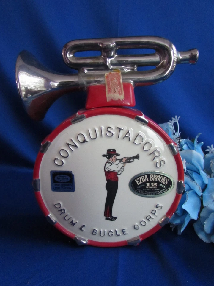 EZRA BROOKS DECANTER 1971 CONQUISTADORS DRUM & BUGLE CORPS BOTTLE STAMPS INTACT - Image 1 of 4