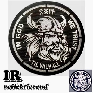 NEU! PATCH IR ODIN WIKINGER VIKING THOR IN GOD WE TRUST VALHALLA KLETT WEISS - Bild 1 von 3