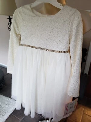 YOUNGLAND Girls Size 4T Sparkly Ivory & Gold Dress Tulle Skirt NWT's MSRP $52 - Image 1 of 4