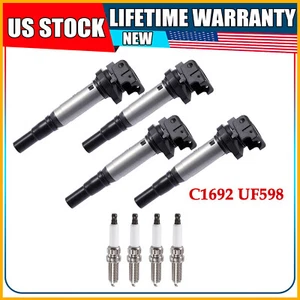 4X Ignition Coil & 4X Spark Plug for Mini Cooper Countryman 1.6L C1692 UF598 - Picture 1 of 11
