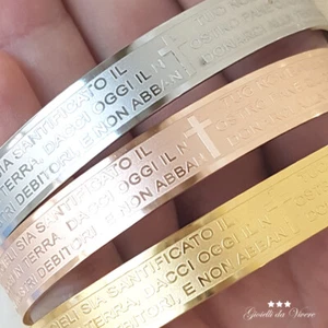 BRACCIALE PADRE NOSTRO AVE MARIA PREGHIERE RELIGIOSO ITALIANO ACCIAIO INOX zo - Imagen 1 de 8