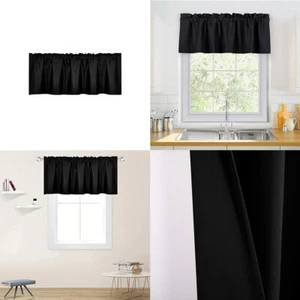US 2 Pack Solid Color Bedroom Blackout Kitchen Curtain Rod Pocket Half Curtains - Picture 1 of 11