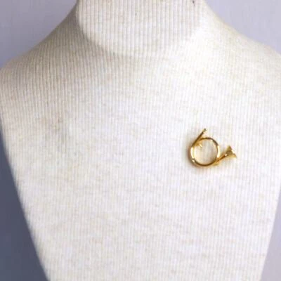 Broche cuerno francés vintage años 70 metal tono dorado Foto 1 de 4