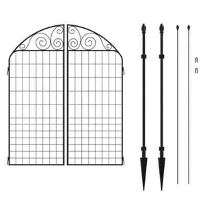 Rockdale 41.9 in. Black Steel Fence Gate Metal Border Durable Garden Black New - Picture 1 of 11