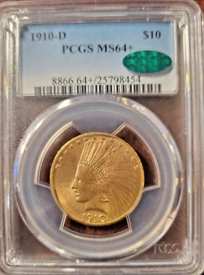 1910 D $10 Indian Gold Eagle  PCGS MS 64+ CAC Approved for Superior Quality - Image 1 of 4