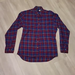 Wrangler Herren Medium Vintage rot blau kariert Baumwolle Knopfleiste Langarm Western - Bild 1 von 7