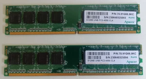 APACER - Kit De 2 Barrettes Mémoire 512 Mo - PC2-4300 DDR2 533Mhz - 78.91G66.9KC - Picture 1 of 2