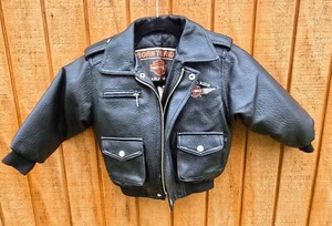 Harley Davidson Faux Leather Motorcycle Jacket Black Size 4T Youth *READ DESC* - Picture 1 of 9