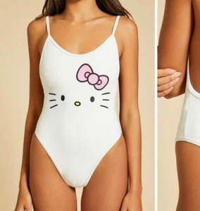 Hello Kitty NWT One-piece Swimsuit Sz L White - Picture 1 of 5