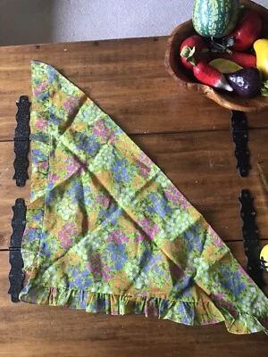 Vintage 60's Mod Floral Head Wrap Scarf USA Ruffle - Image 1 of 4