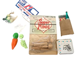 Dollhouse Miniature Grocery Food Bag Pizza VTG Kitchen Tools Rolling Pin Lot- 7 - Picture 1 of 5