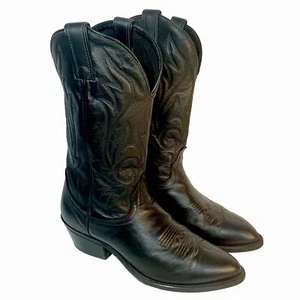 Laredo Cowboy Western Boots Black Leather Mens Size 8.5 D Tall Top Exclt - Picture 1 of 14