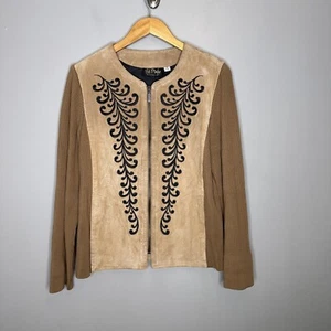 Bob Mackie Embroidered Leather Jacke - Picture 1 of 7