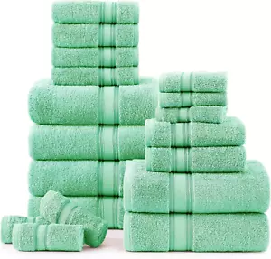 Luxury Bath Towels Set - 18-Piece 100% Cotton Quick-Dry, Super Soft & Absorbent - Picture 1 of 12