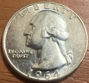 1964 Washington Quarter BU Stempelglanz 90% Silber 25c US Münze L0076 - Bild 1 von 2