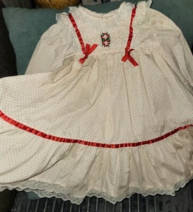 Vintage Polly Flinders Smocked Christmas Dress Size 3 Toddler White/red - Picture 1 of 6