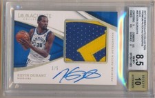 KEVIN DURANT 2017/18 IMMACULATE COLLECTION PREMIUM GOLD AUTO PATCH #5/5 BGS 8.5
