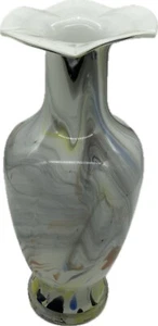 12" Multicolor Glass Vase Multicolor Murano Style Blown Glass Art Deco MCM - Picture 1 of 7