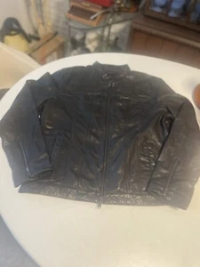 $598 John Varvatos Men's Black Leather Band Collar Moto Jacket Size Large - Picture 1 of 18