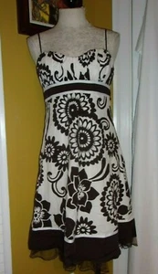 SPEECHLESS Brown & White Floral Spaghetti Strap Dress Size 9 - Picture 1 of 3