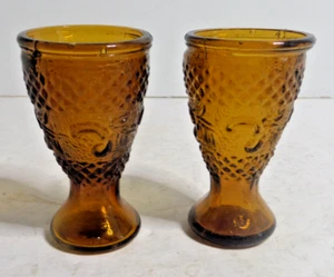 2 small shot glasses brown Japan vintage - Picture 1 of 5