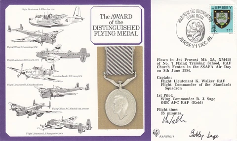 DM14c  The award of the Distinguished Flying Medal. Jet Provost crew signed 11p Cover