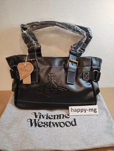 Bolso de Mano Vivienne Westwood Accord Orbe Repujado Negro De Colección Sin Usar - Imagen 1 de 10