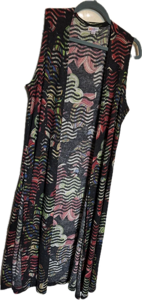 NUEVO SIN ETIQUETAS LulaRoe Plumero Chaleco Largo Colorido Largo Completo Boho Mujer Talla M REGALO Foto 1 de 4