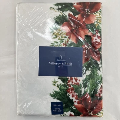 Villeroy & Boch Christmas Tablecloth Poinsettia Holly Foliage Oblong 60 x 102 - Image 1 of 4