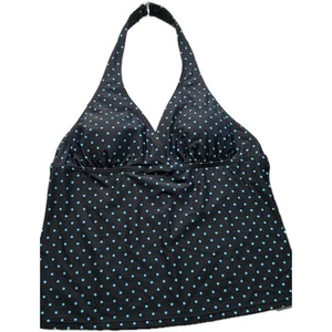 Speedo Womens Halter Top Tankini Swimsuit, Teal Polka Dots, 16 - Picture 1 of 5
